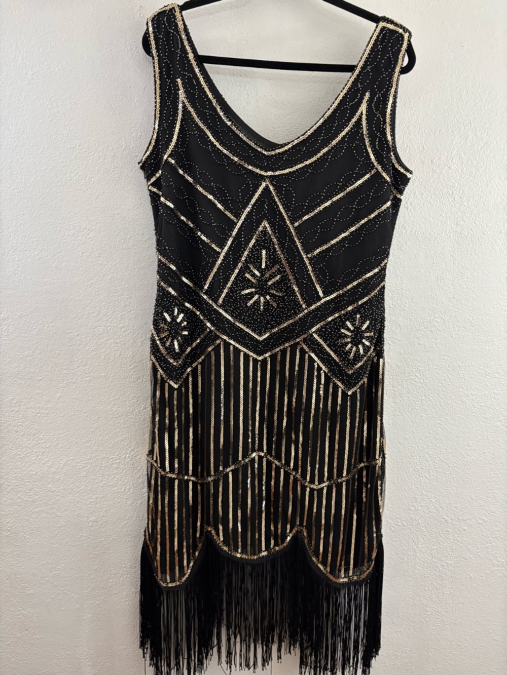 Fundaisy Vintage Style Flapper black and gold Dress size XXL